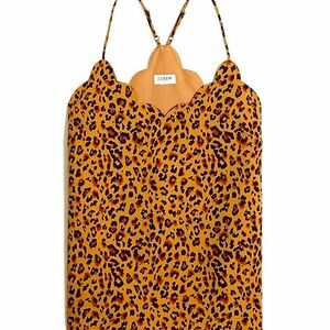 J Crew Blouse Tank Leopard Scalloped Cami Size 10